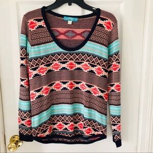 BUTTONS western southwestern Aztec multi colored sweater SIZE small
